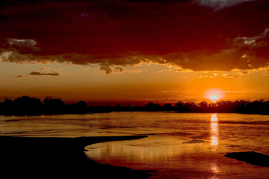 river in Zambia at sunset